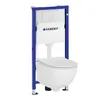 A wall-hung toilet with a concealed cistern and mounting frame. Produktbild-Vorschau