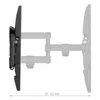 A side view of a black TV wall mount extended to its maximum reach, with a measurement indicator below. Podgląd zdjęcia produktu