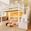 Hochbett 90x200 cm aus Kiefernholz, Kinderbett mit Produktbild-Vorschau 4