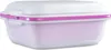 A white and pink food storage container with a lid. Produktbild-Vorschau