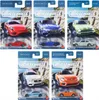 A collage of five different Matchbox die-cast car packaging. Each package shows a different car model on a scenic background. Náhled obrázku produktu