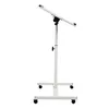 A white adjustable laptop stand with wheels on a white background. Produktbild-Vorschau