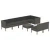 9-tlg. Garten-Lounge-Set mit Auflagen Poly Rattan Grau , Produktbild-Vorschau 2