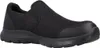 A black slip-on shoe is shown against a white background. Produktbild-Vorschau