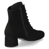 A black suede lace-up ankle boot with a block heel, shown from the side. Produktbild-Vorschau