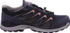 A side view of a blue and orange hiking shoe against a white background. Voir les images du produit
