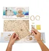A flat lay of a wooden 3D puzzle kit, including the box, unassembled wooden pieces, instructions, and accessories. Podgląd zdjęcia produktu