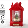 Rote Weihnachts-LED-Laterne, Häuschen, Spieluhr mit Schnee, Produktbild-Vorschau 1