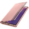 A rose gold Samsung Galaxy Note 20 phone case with a transparent flip cover is shown at an angle against a white background. Podgląd zdjęcia produktu