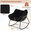A product image showing a black rocking chair with dimensions and weight capacity indicated by text and graphics. Produktbild-Vorschau