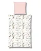 A bedding set with a floral pattern and a plain pillow. Produktbild-Vorschau