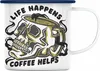 Trendation - Emaille Tasse Totenkopf Kaffeeliebhaber Produktbild-Vorschau 1