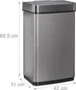relaxdays Senzorový odpadkový koš 60,0 l šedý Náhled obrázku produktu 4
