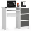Bureau A-6 90 cm droit blanc gris graphite avec 3 tiroirs Voir les images du produit 1