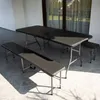 Set da giardino pieghevole nero – tavolo + 2 panche, 180 cm Anteprima dell’immagine prodotto 6