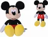 Two plush toys of Mickey Mouse are shown against a white background. One is larger and seated, while the other is smaller and standing. Voir les images du produit