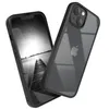 Two iPhones in black cases, one showing the screen with a black and white image of a pier, the other showing the back with the Apple logo. Produktbild-Vorschau