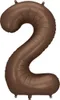 Balon foliowy Cyfra „2” - 86 cm, mocca, brązowy, satynowy Podgląd zdjęcia produktu 1