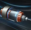 A close-up, stylized illustration of the internal components of a motor, likely from a vacuum cleaner, against a dark, abstract background with blue light streaks. Náhled obrázku produktu