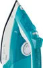 Close-up view of the top part of a blue and white steam iron. Podgląd zdjęcia produktu