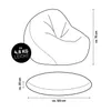 Diagrams and text illustrating the dimensions and weight of a beanbag. Anteprima dell’immagine prodotto