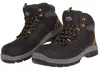 A pair of black work boots with yellow accents and laces, shown from a slightly elevated side angle against a white background. Produktbild-Vorschau