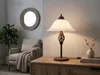 Große Tischleuchte Landhausstil mit Glasschirm Weiß & E14 Produktbild-Vorschau 1