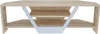 A corner TV stand with a light wood finish and white accents. Voir les images du produit