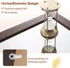A close-up of a mirror with an hourglass and mounting hardware, highlighting product features. Podgląd zdjęcia produktu