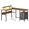 An L-shaped desk with shelving and drawers, shown against a white background. Náhled obrázku produktu