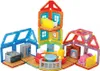 A colorful magnetic building toy set depicting a miniature house with various rooms and furniture. Produktbild-Vorschau