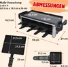 A diagram showing the dimensions of a raclette grill and its accessories. Produktbild-Vorschau
