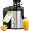 A Clatronic juicer is shown with a glass of orange juice being dispensed, and oranges in the foreground. Produktbild-Vorschau
