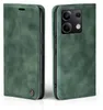 A green flip cover phone case for a Xiaomi Redmi Note 13 5G is shown from two angles, open and closed. Produktbild-Vorschau