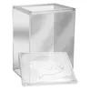 A clear plastic display case for a Funko Pop! figure, with the lid open and resting in front of the case. The lid has an embossed 'POP!' logo. Produktbild-Vorschau