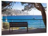 Wallario Wandbild Einsame Bank am Meer - Spanien im Sommer, Produktbild-Vorschau 2