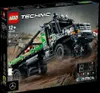 The image shows the packaging of a LEGO Technic 4x4 Mercedes-Benz Zetros Trail Truck, with the toy truck prominently displayed on a dirt terrain. Podgląd zdjęcia produktu