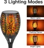 A solar-powered garden torch with three different lighting modes shown. Produktbild-Vorschau