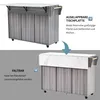 A two-part image showing a kitchen island cart in different configurations, with text overlays explaining its features. Anteprima dell’immagine prodotto