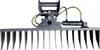 A heavy-duty rake attachment for a mini excavator, designed for root removal. Produktbild-Vorschau