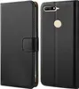 A black flip case for a smartphone is shown from the front and back. Produktbild-Vorschau