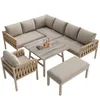 Gartenmöbelset - Beige - Ecksofa & Glastisch - verzinktes Produktbild-Vorschau 8