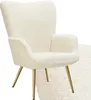A cream-colored, teddy-style accent chair with gold legs is shown against a white background. Náhled obrázku produktu