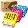 A box of printer ink cartridges and several rows of ink cartridges. Produktbild-Vorschau
