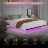 A bed with LED lighting underneath, showcasing different modes and features. Produktbild-Vorschau