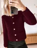 ASKSA Damen Strickjacke Rundhals Cardigan Knopfleiste Produktbild-Vorschau 3