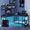 COSTWAY Biurko narożne w kształcie litery L 145x145cm Podgląd zdjęcia produktu 2
