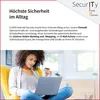 A woman is using a laptop and credit card, implying online transactions. Produktbild-Vorschau