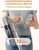 A person is holding a cordless vacuum cleaner and a detachable battery pack. Produktbild-Vorschau