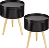 ONVAYA® Beistelltisch-Set Sofia klein Ø35cm | schwarz/holz Produktbild-Vorschau 1